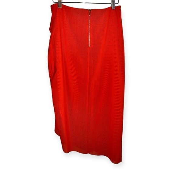 Designer Bec & Bridge NWOT Mesh ruched asymmetrical red Gold tulle midi skirt 6 - Picture 6 of 7